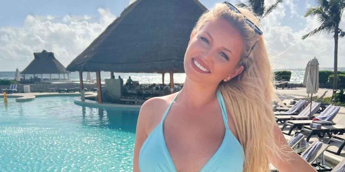 Love Island’s Amy Hart Looks Sexy In Blue Bikini At Hard Rock River Maya