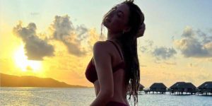 Haley Kalil flyboards in bikini in Bora Bora (Image: Instagram)