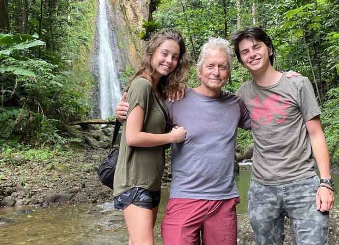 Michael Douglas With Kids Carys & Dylan Visit Waterfall In Dominica